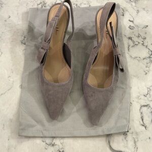 Christian Dior Gray Suede Slingback bowed heels